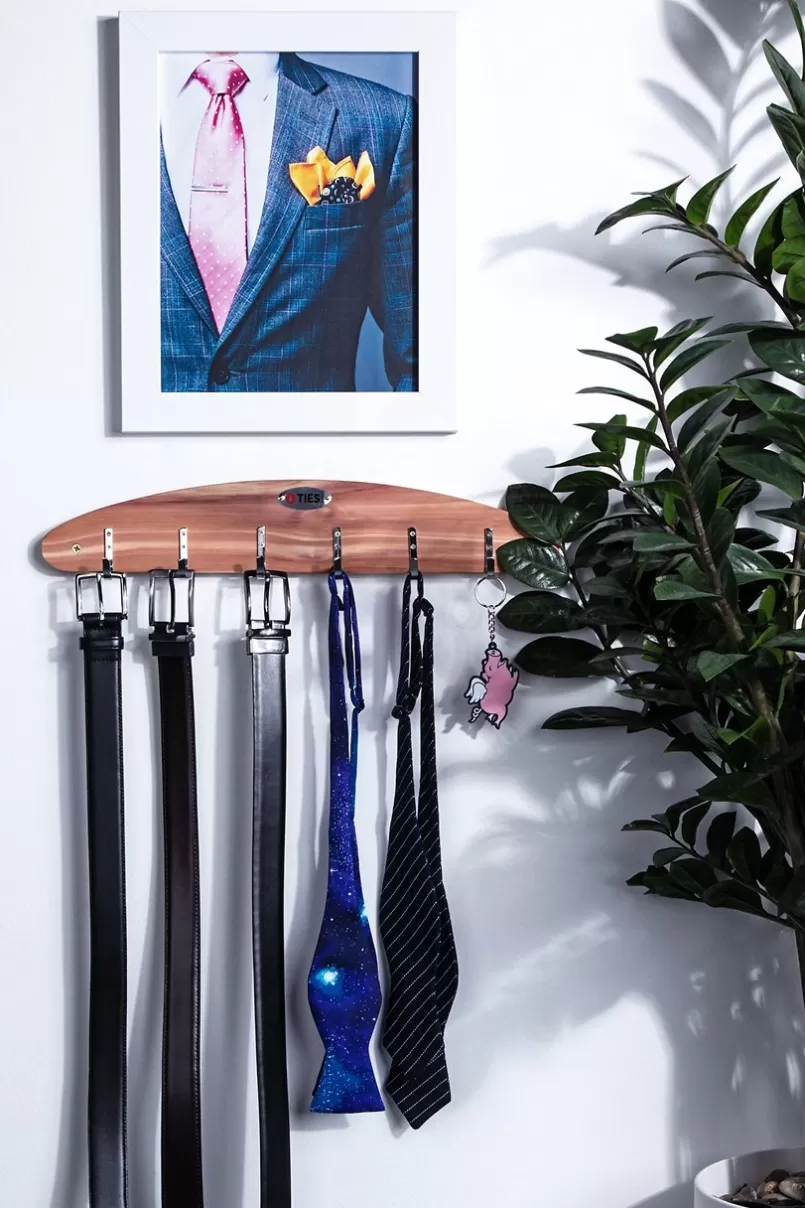 Ties Mounted Cedar Brown Belt Rack Clearance