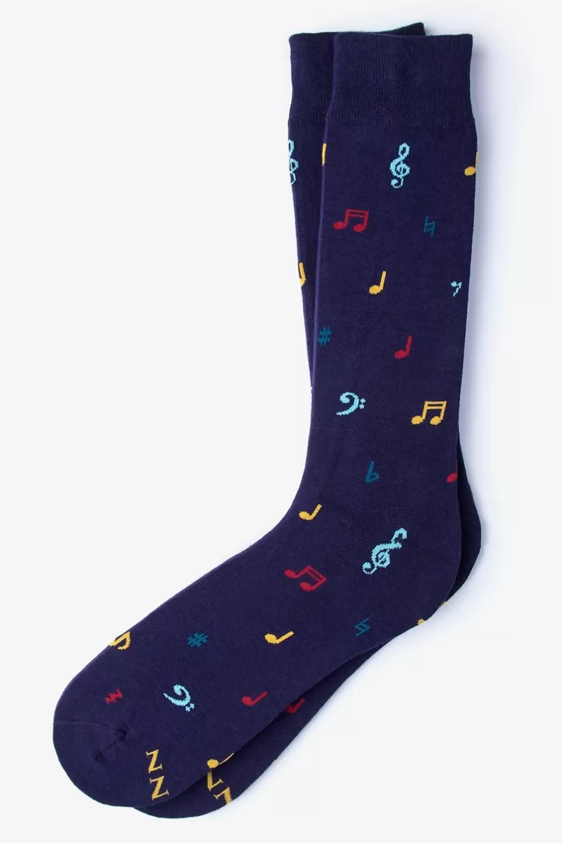 Ties Music Note Navy Blue Sock NavyBlue Sale