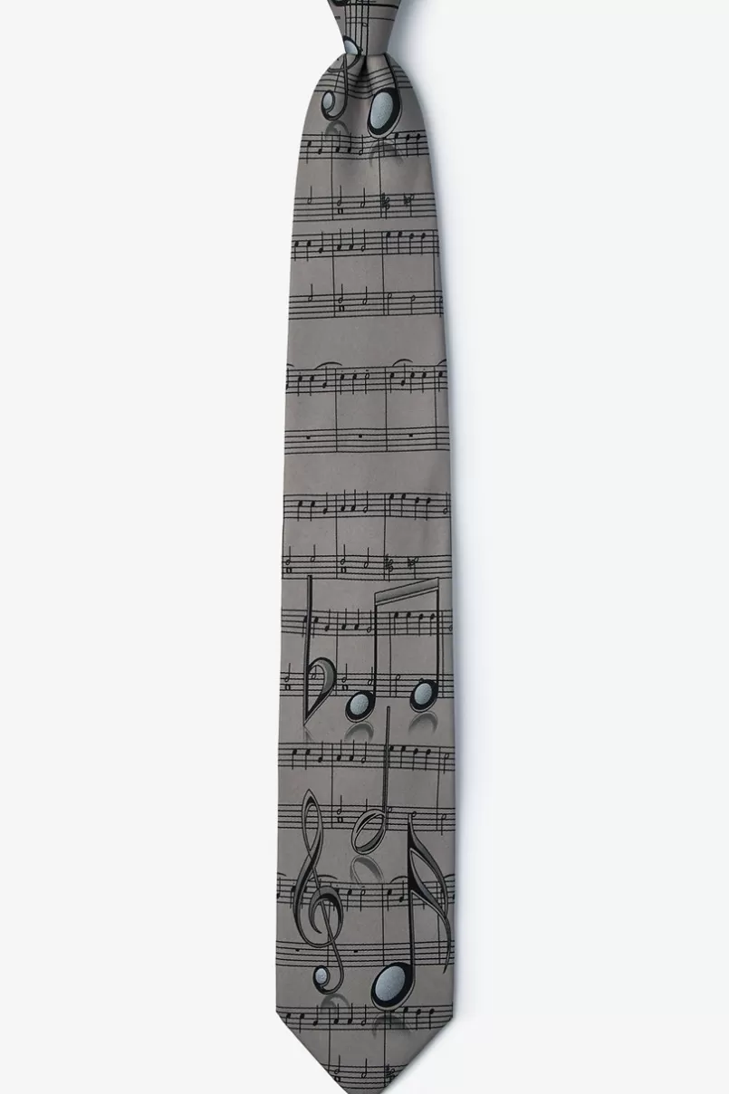 Ties Music Notes Gray Tie Fashion
