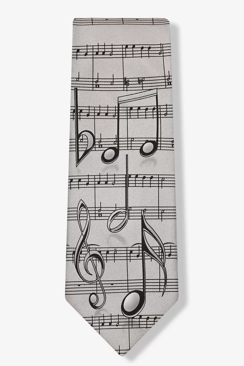 Ties Music Notes Gray Tie Fashion
