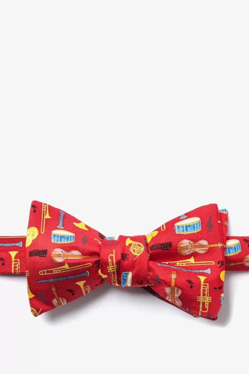 Ties Musical Instruments Red Self-Tie Bow Tie Sale