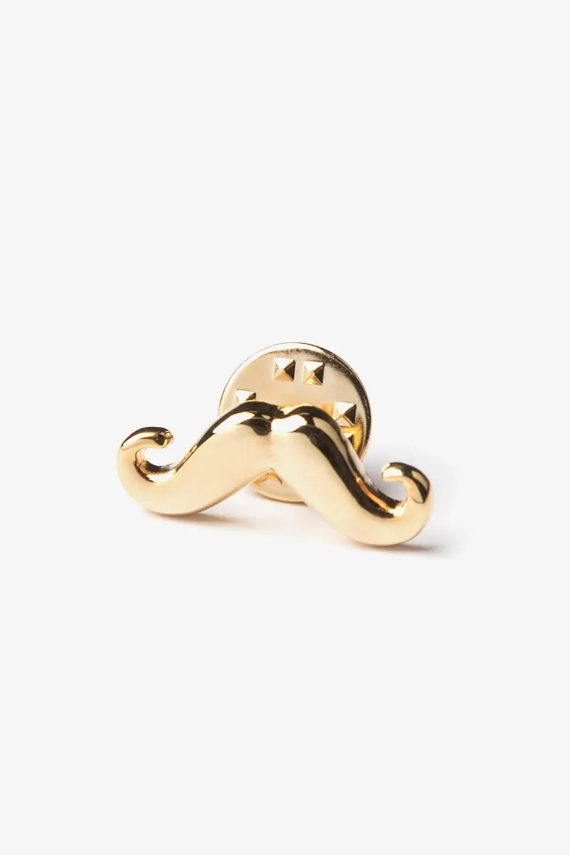 Ties Mustache Lapel Pin Gold Cheap