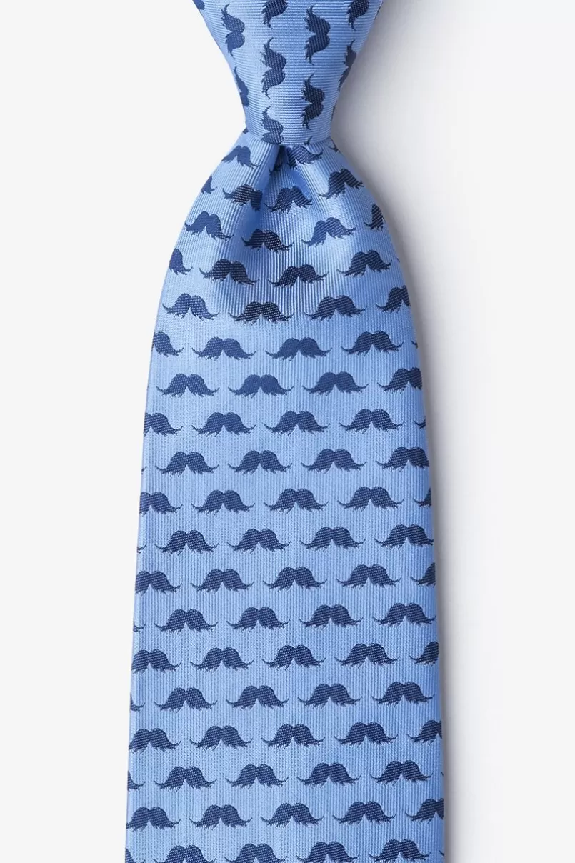 Ties Mustache Repeat Sky Blue Extra Long Tie SkyBlue Outlet