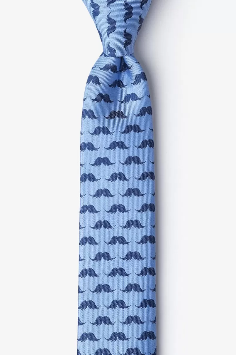 Ties Mustache Repeat Sky Blue Skinny Tie SkyBlue Cheap