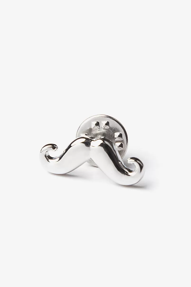 Ties Mustache Lapel Pin Silver Fashion
