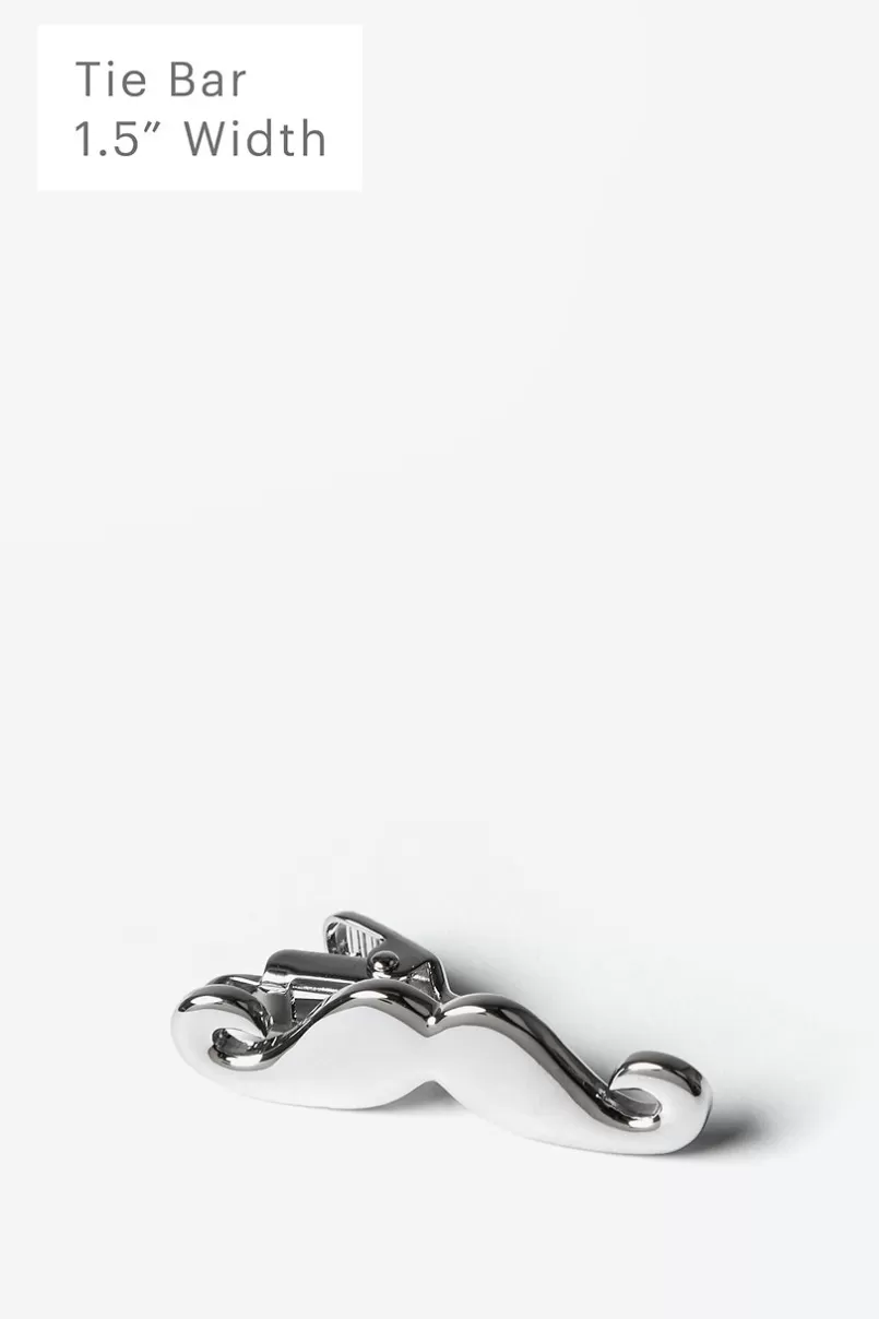 Ties Mustache Silver Tie Bar Hot