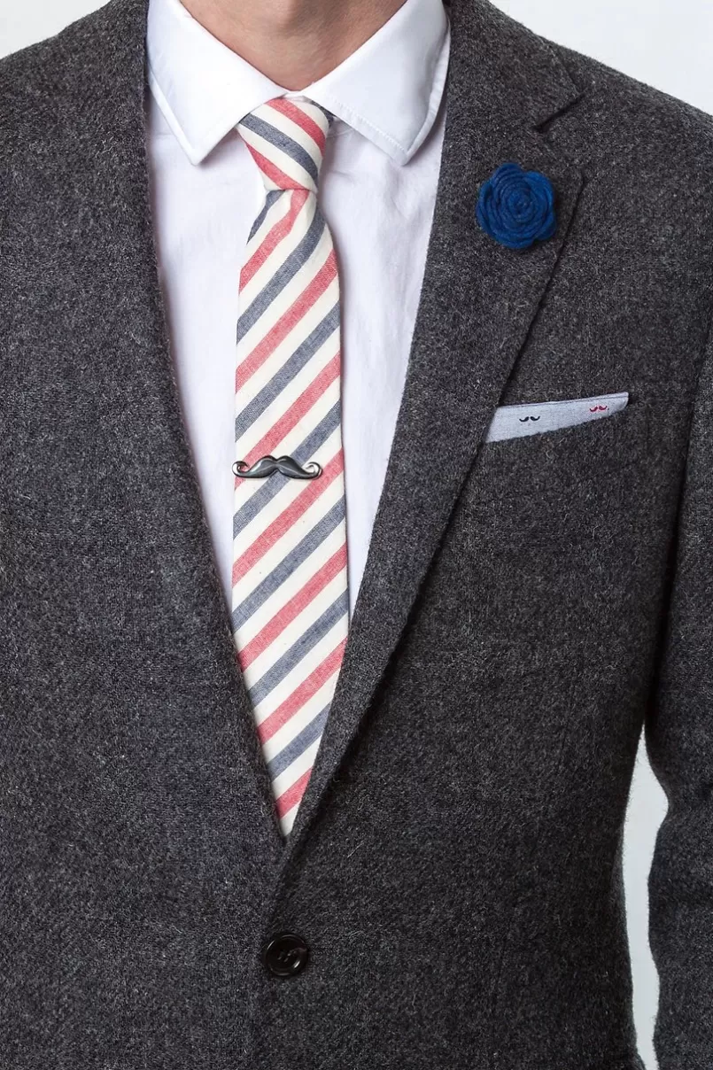 Ties Mustache Silver Tie Bar Hot