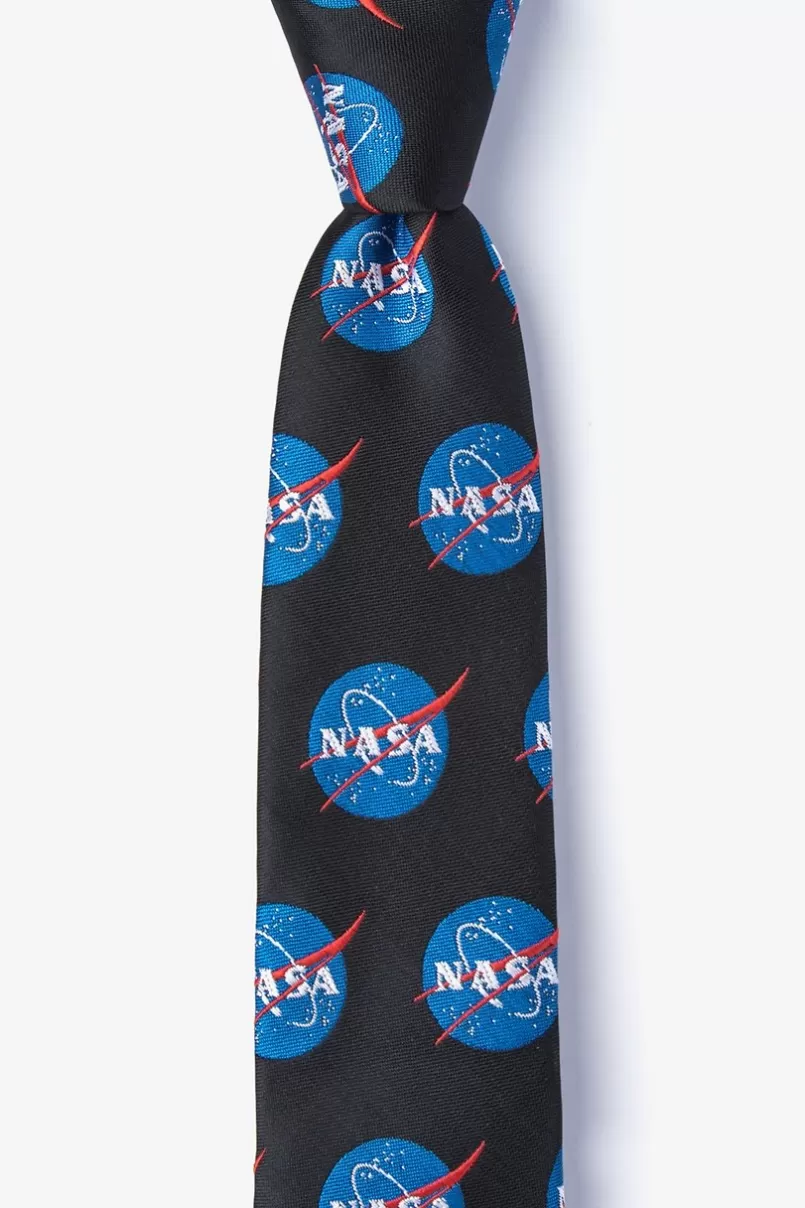 Ties Nasa Logo Black Skinny Tie Fashion