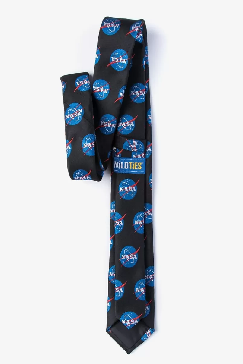 Ties Nasa Logo Black Skinny Tie Fashion
