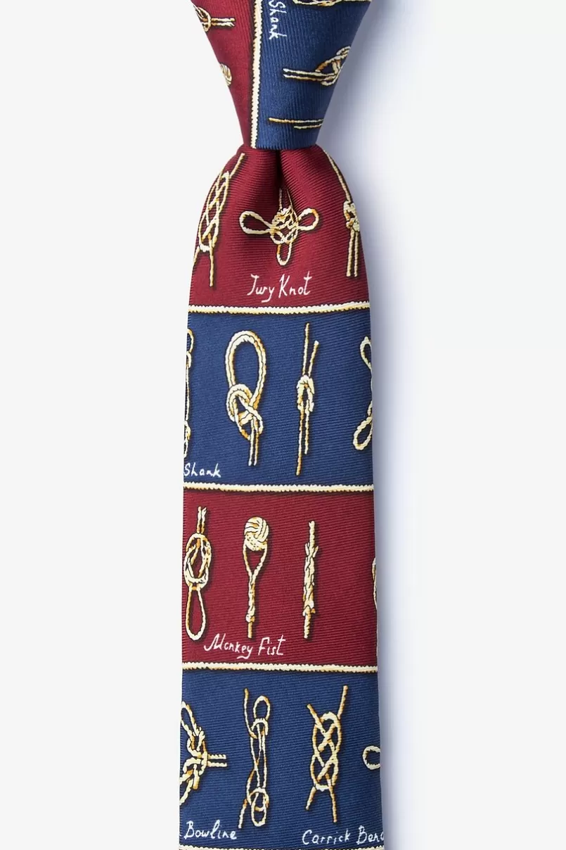 Ties Nautical Knots Burgundy Skinny Tie Cheap