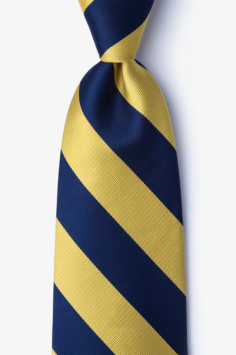 Ties Navy & Gold Stripe Navy Blue Extra Long Tie NavyBlue&Gold Flash Sale