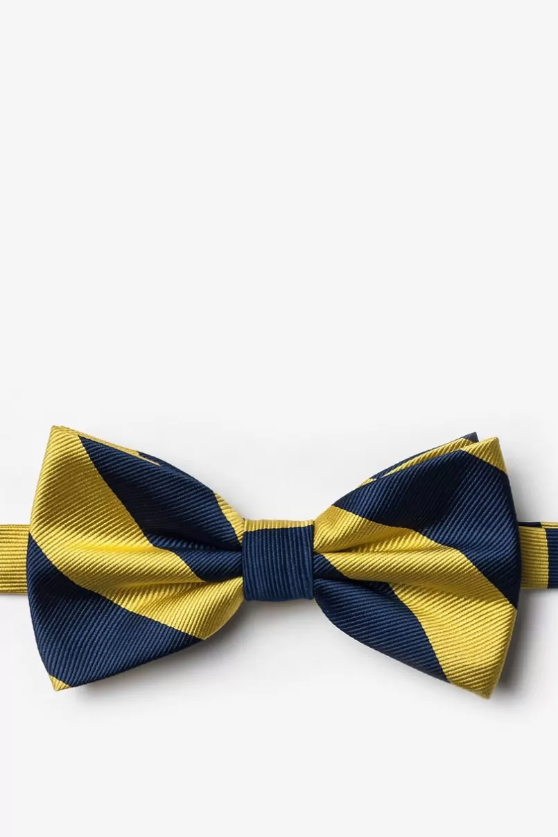 Ties Navy & Gold Stripe Navy Blue Pre-Tied Bow Tie NavyBlue&Gold Hot