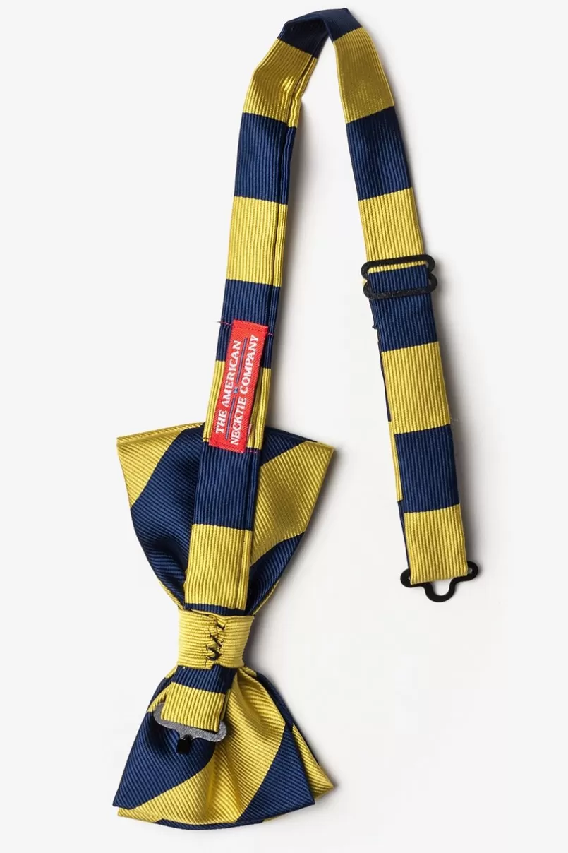Ties Navy & Gold Stripe Navy Blue Pre-Tied Bow Tie NavyBlue&Gold Hot
