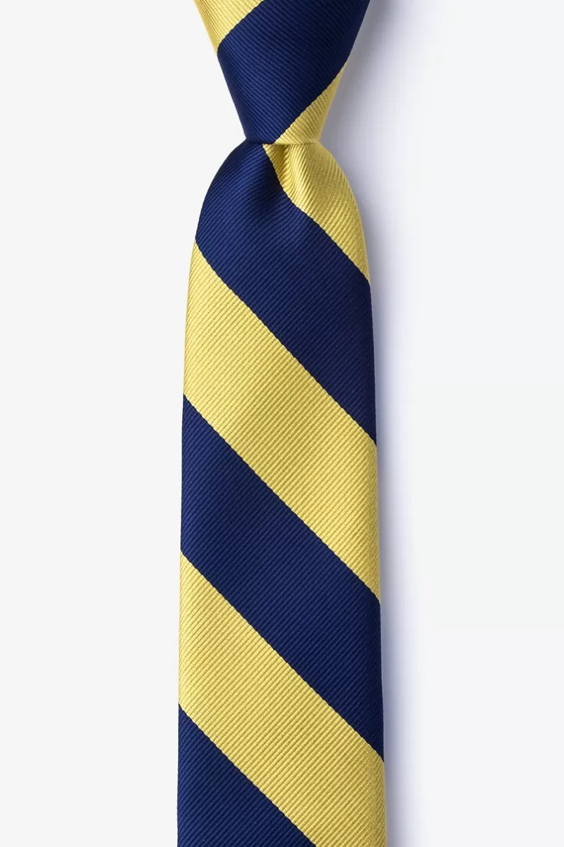 Ties Navy & Gold Stripe Navy Blue Skinny Tie NavyBlue&Gold Sale