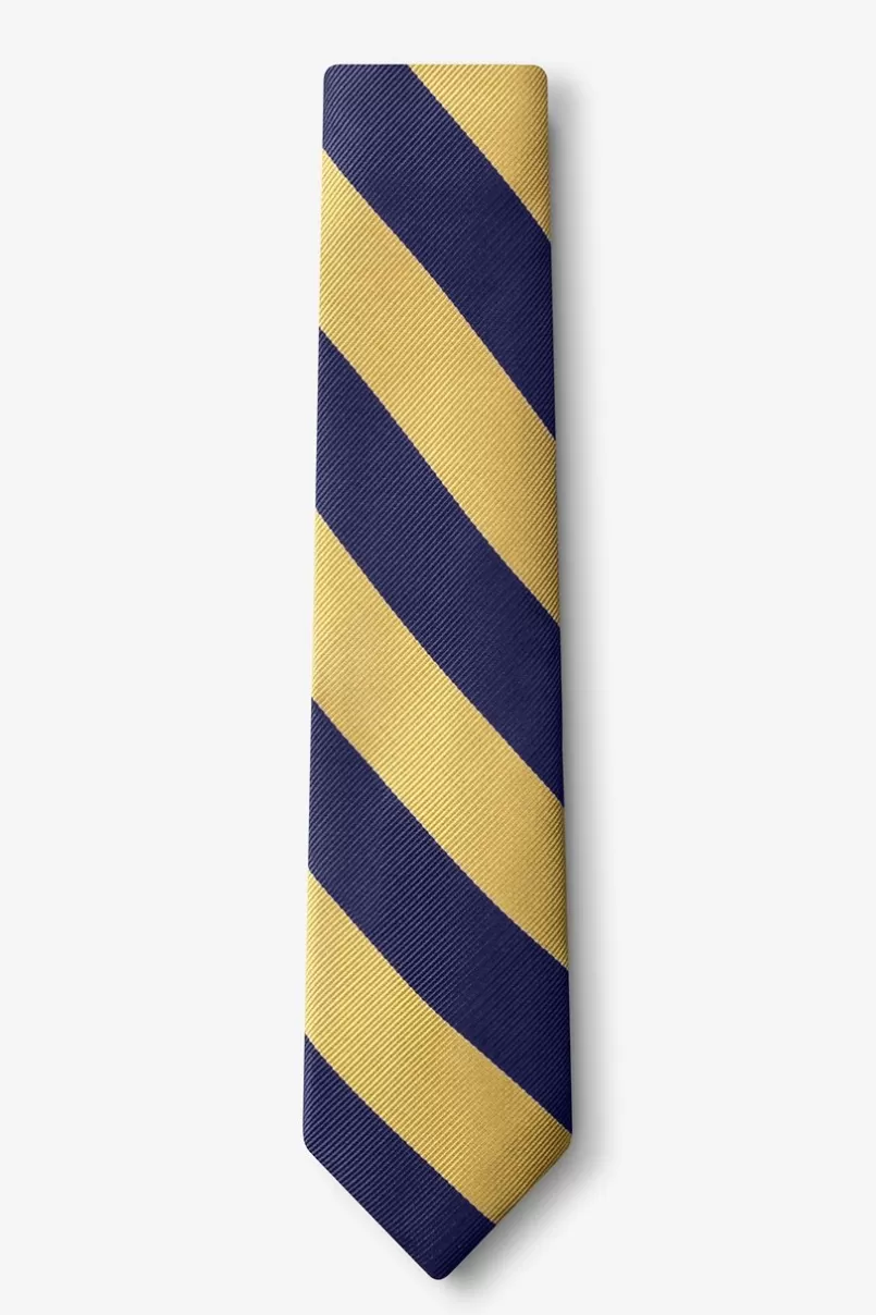 Ties Navy & Gold Stripe Navy Blue Skinny Tie NavyBlue&Gold Sale