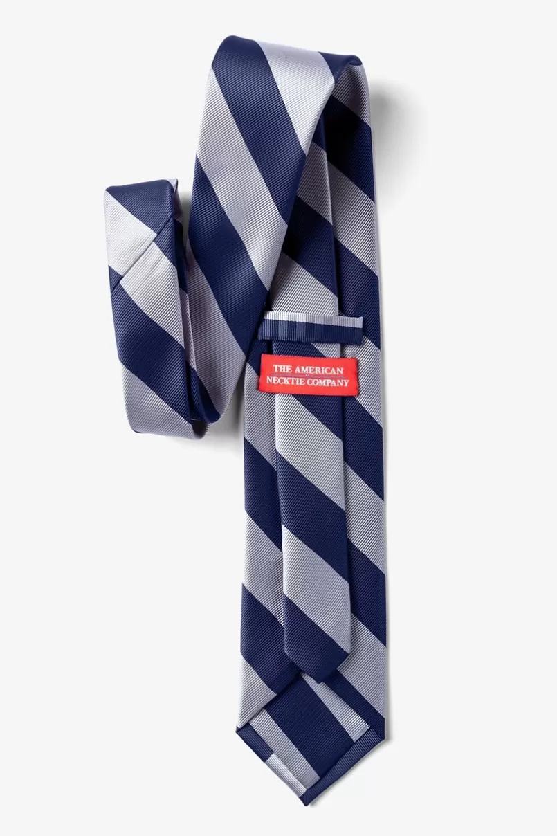 Ties Navy & Silver Stripe Navy Blue Extra Long Tie NavyBlue&Silver Flash Sale