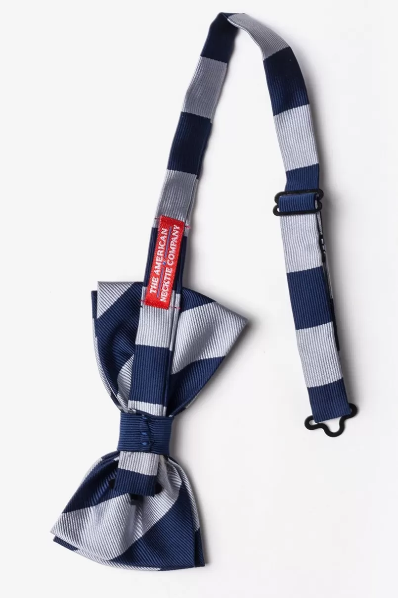 Ties Navy & Silver Stripe Navy Blue Pre-Tied Bow Tie NavyBlue&Silver Cheap