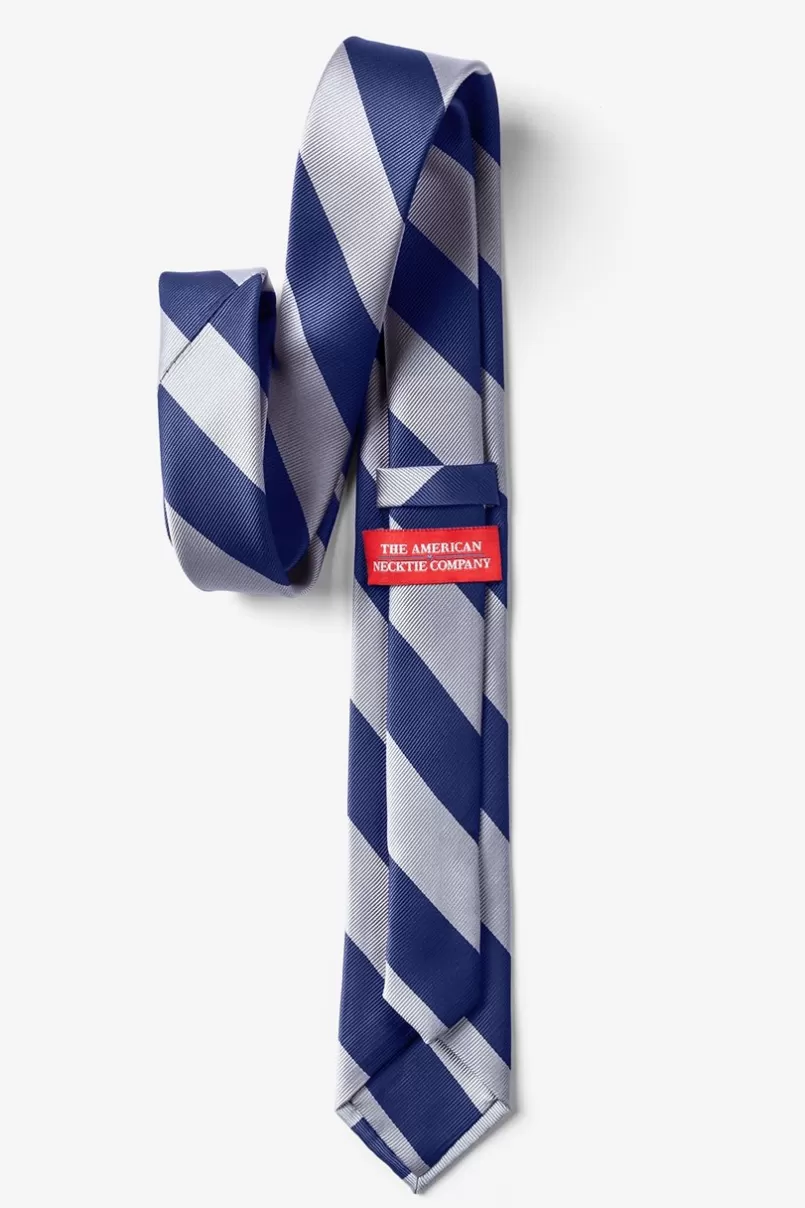 Ties Navy & Silver Stripe Navy Blue Skinny Tie NavyBlue&Silver Sale