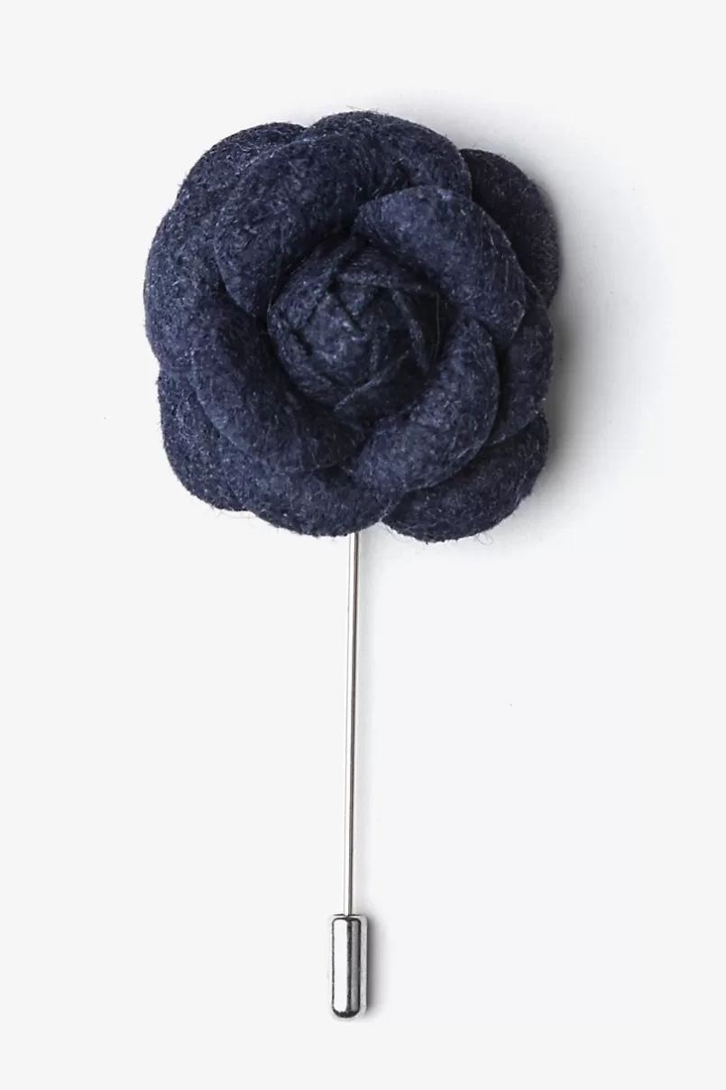 Ties Navy Blue Wool Felt Rose Lapel Pin Best