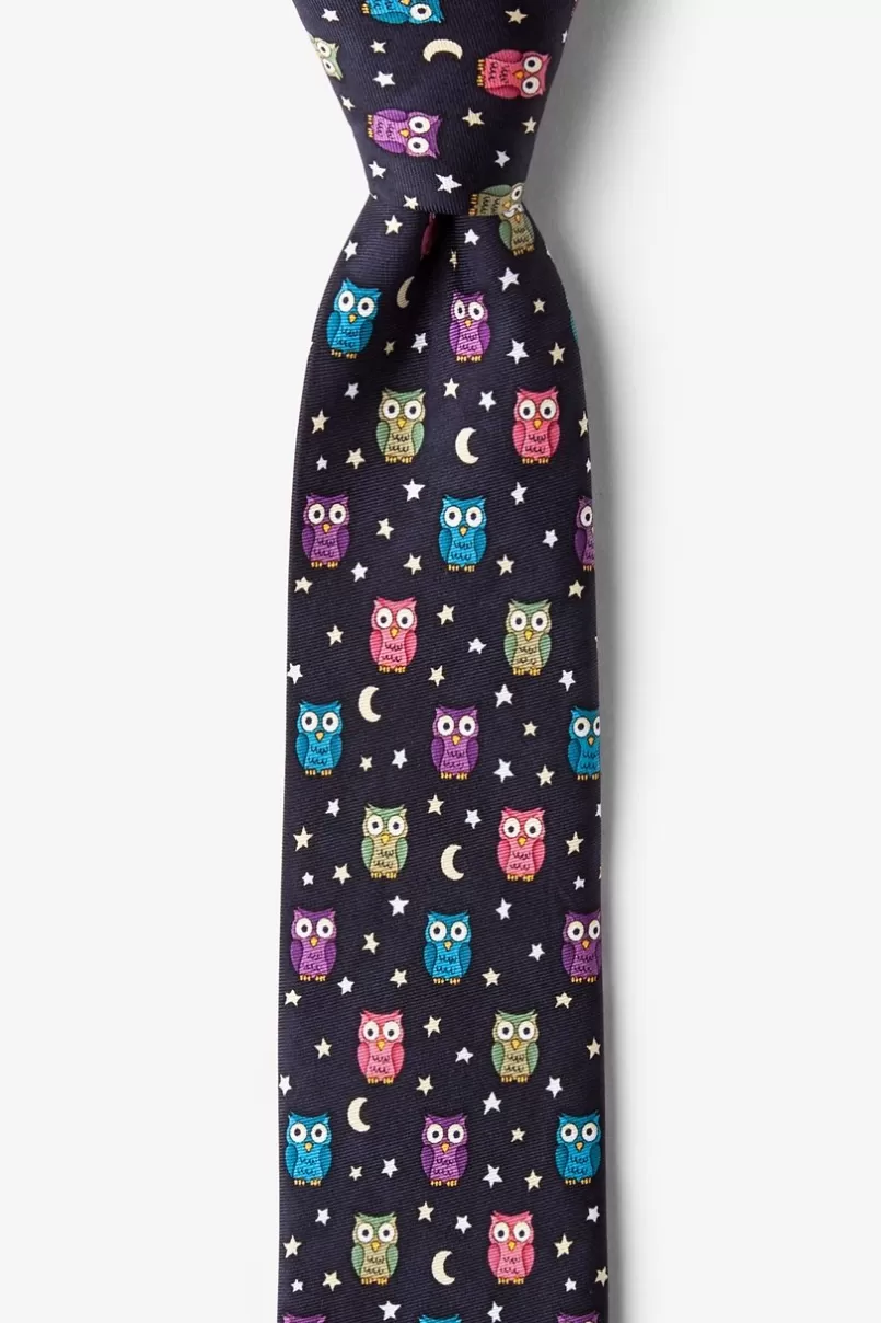 Ties Night Owl Black Skinny Tie Hot