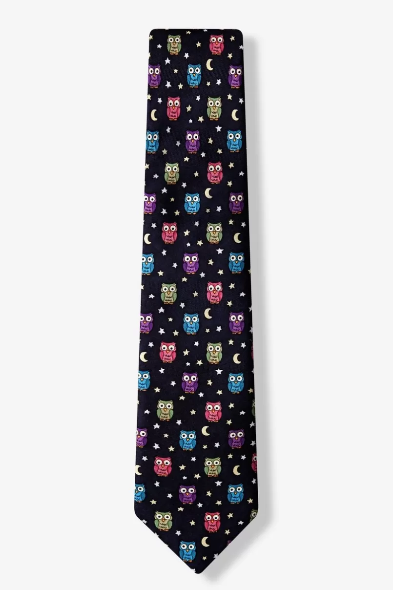 Ties Night Owl Black Skinny Tie Hot