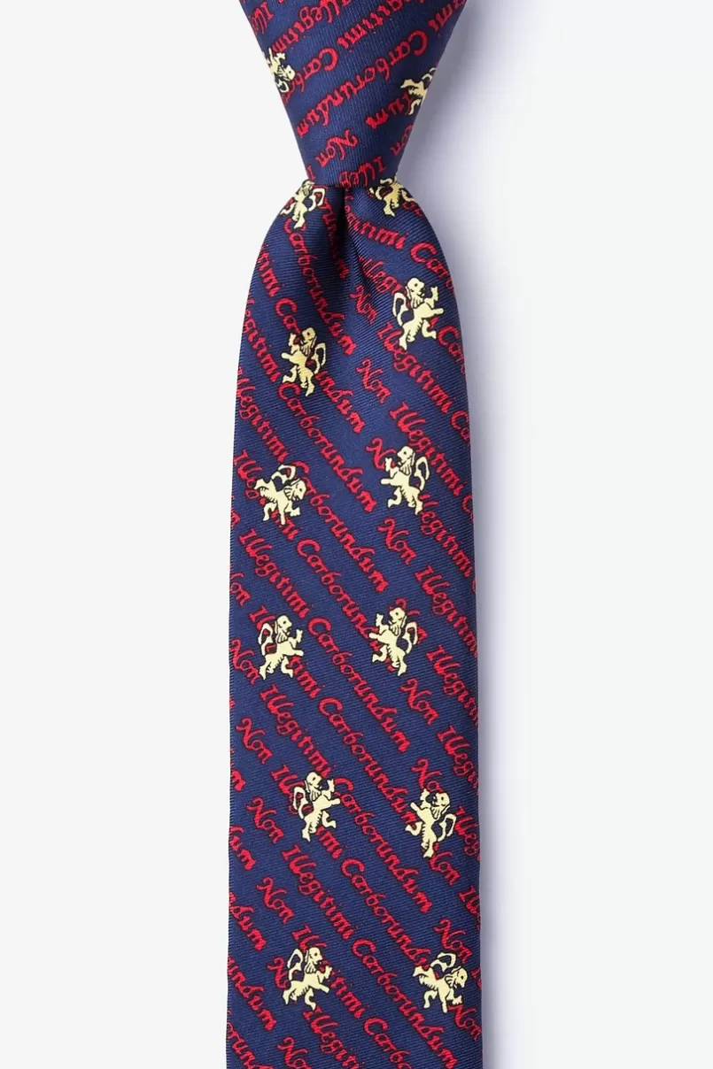 Ties Non Illegitimi Carborundum Navy Blue Skinny Tie Clearance
