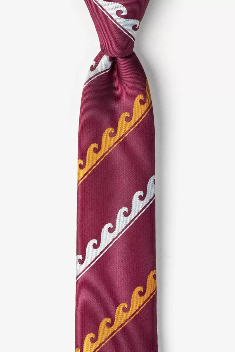 Ties Ocean Waves Skinny Tie Burgundy Sale
