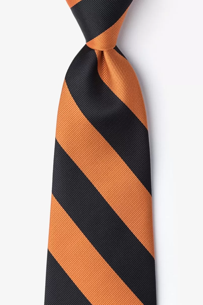 Ties Orange & Black Stripe Extra Long Tie Orange&Black Clearance