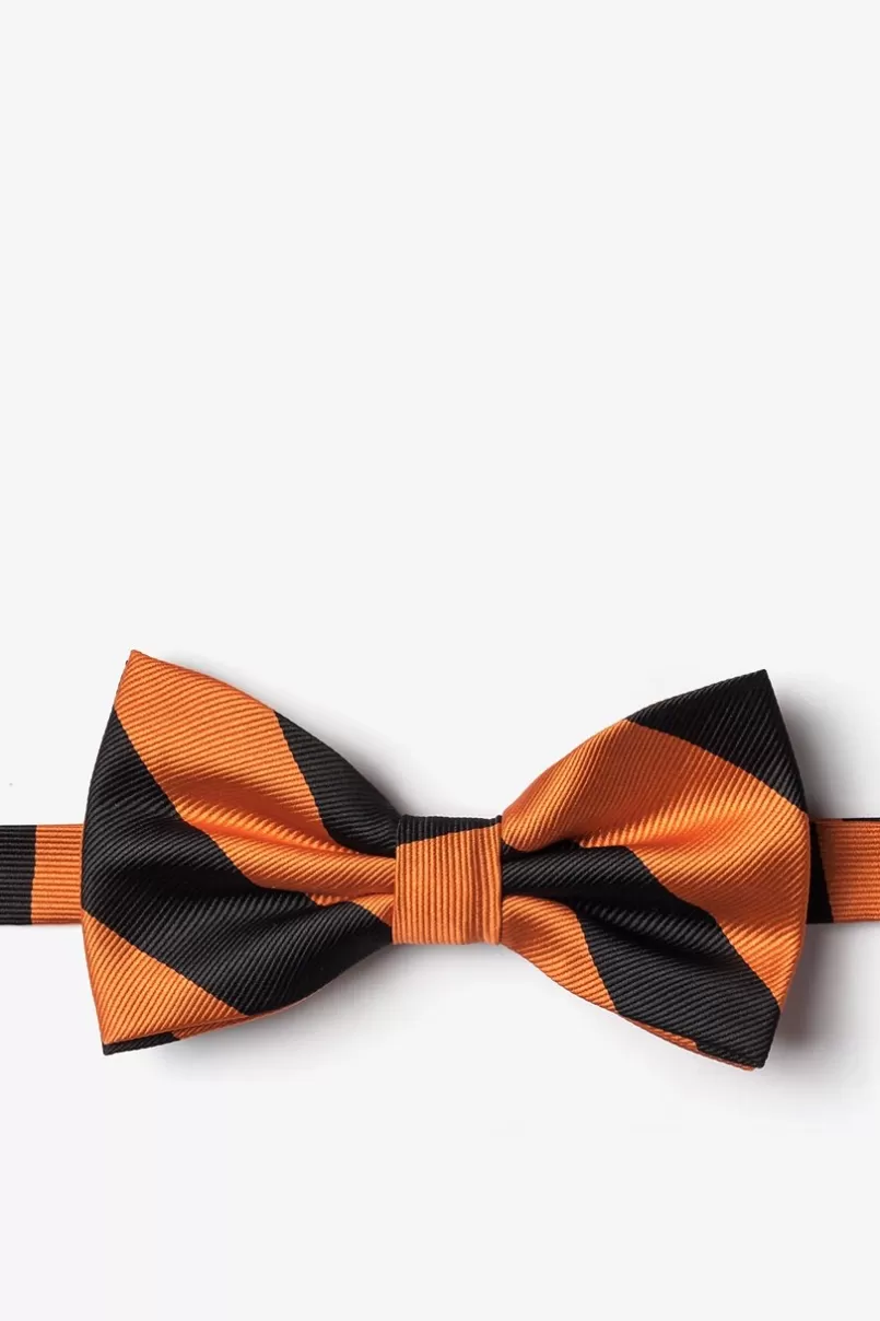Ties Orange & Black Stripe Pre-Tied Bow Tie Orange&Black Best Sale