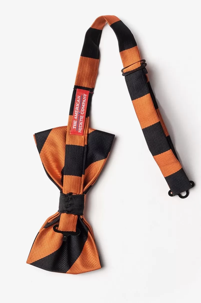 Ties Orange & Black Stripe Pre-Tied Bow Tie Orange&Black Best Sale