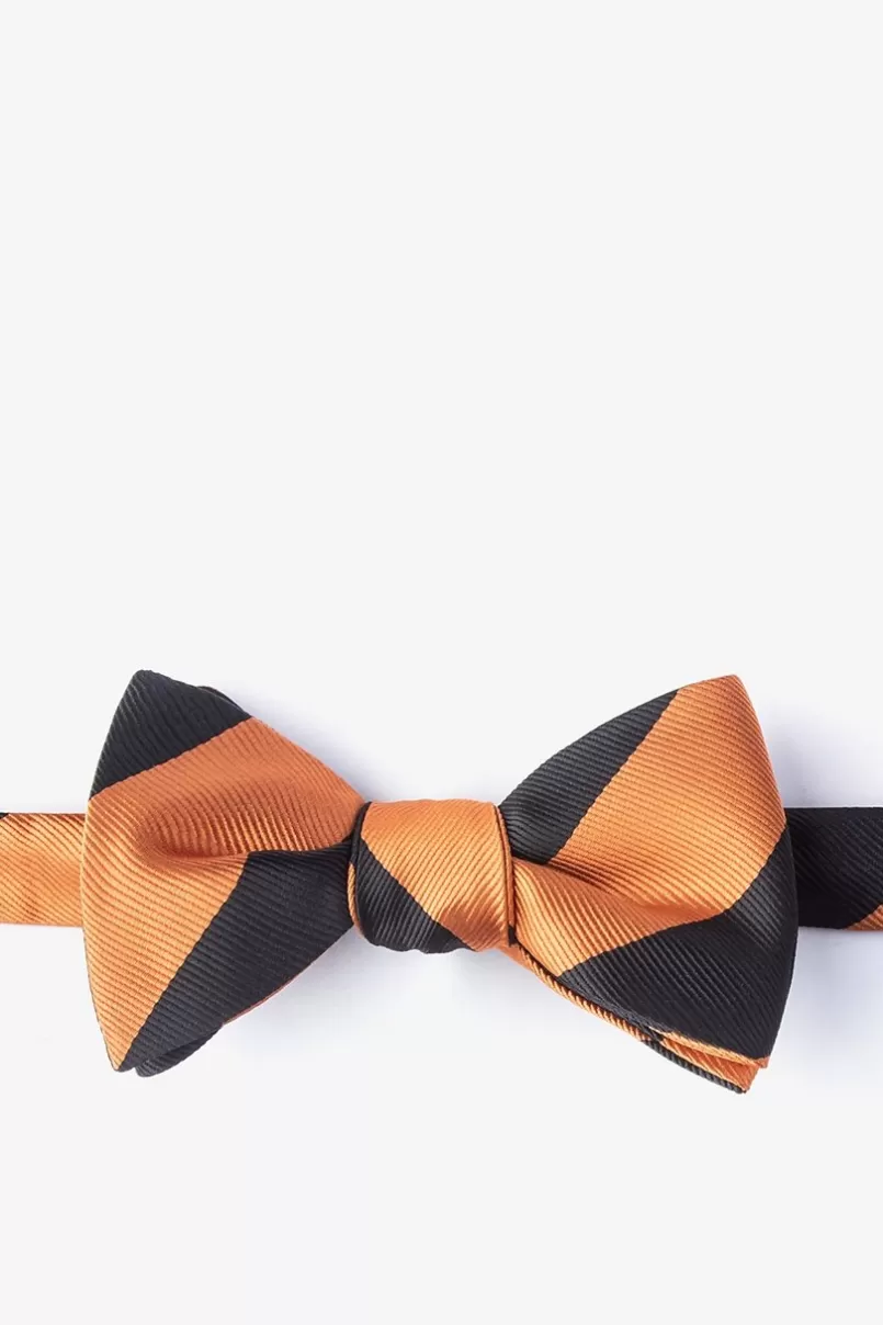 Ties Orange & Black Stripe Self-Tie Bow Tie Orange&Black Flash Sale