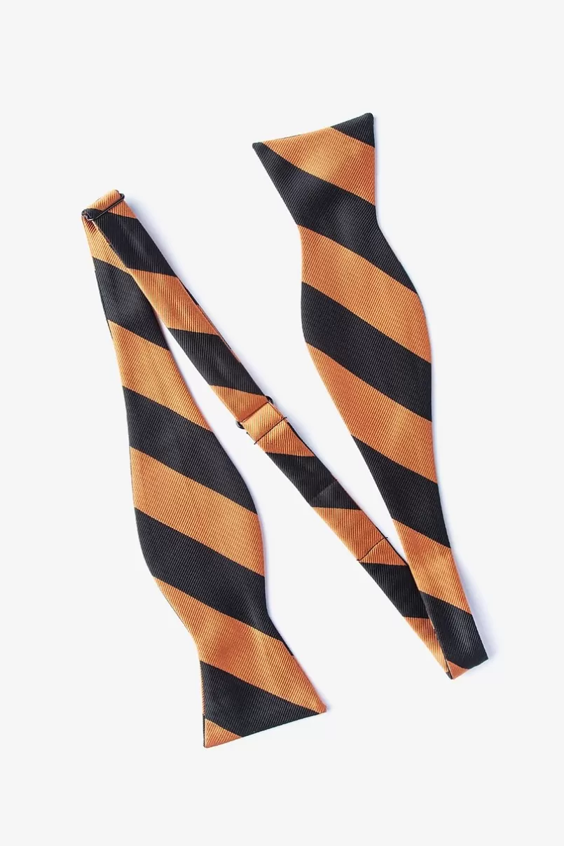 Ties Orange & Black Stripe Self-Tie Bow Tie Orange&Black Flash Sale