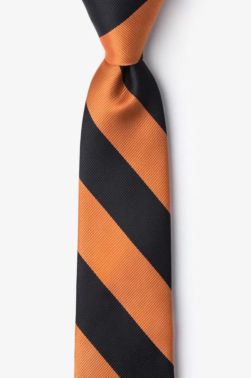 Ties Orange & Black Stripe Skinny Tie Orange&Black Best