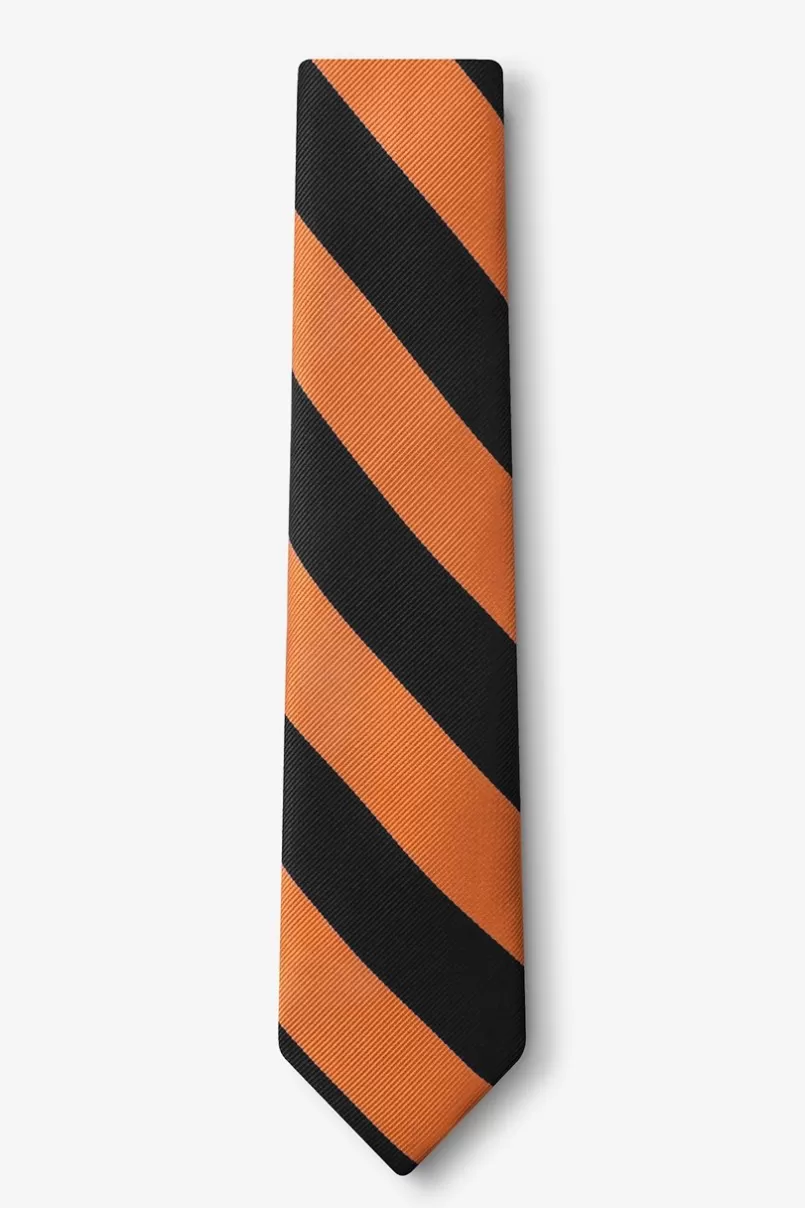 Ties Orange & Black Stripe Skinny Tie Orange&Black Best