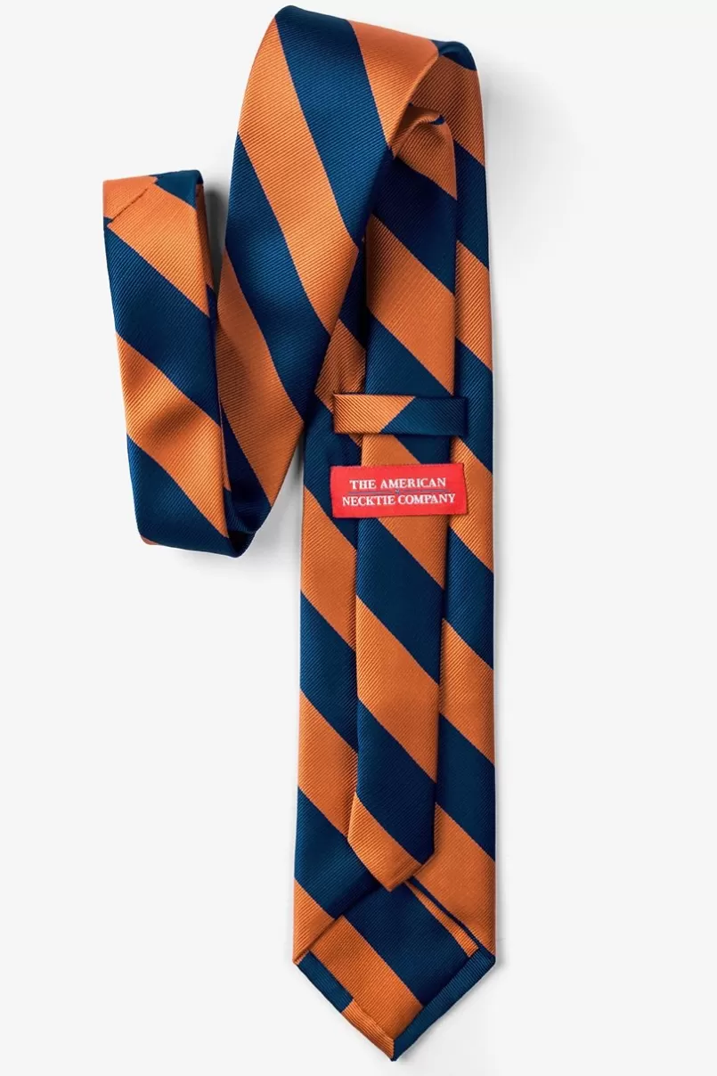 Ties Orange & Navy Stripe Extra Long Tie Orange&NavyBlue Fashion