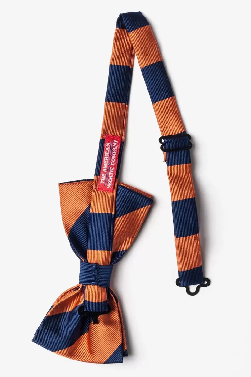 Ties Orange & Navy Stripe Pre-Tied Bow Tie Orange&NavyBlue Discount