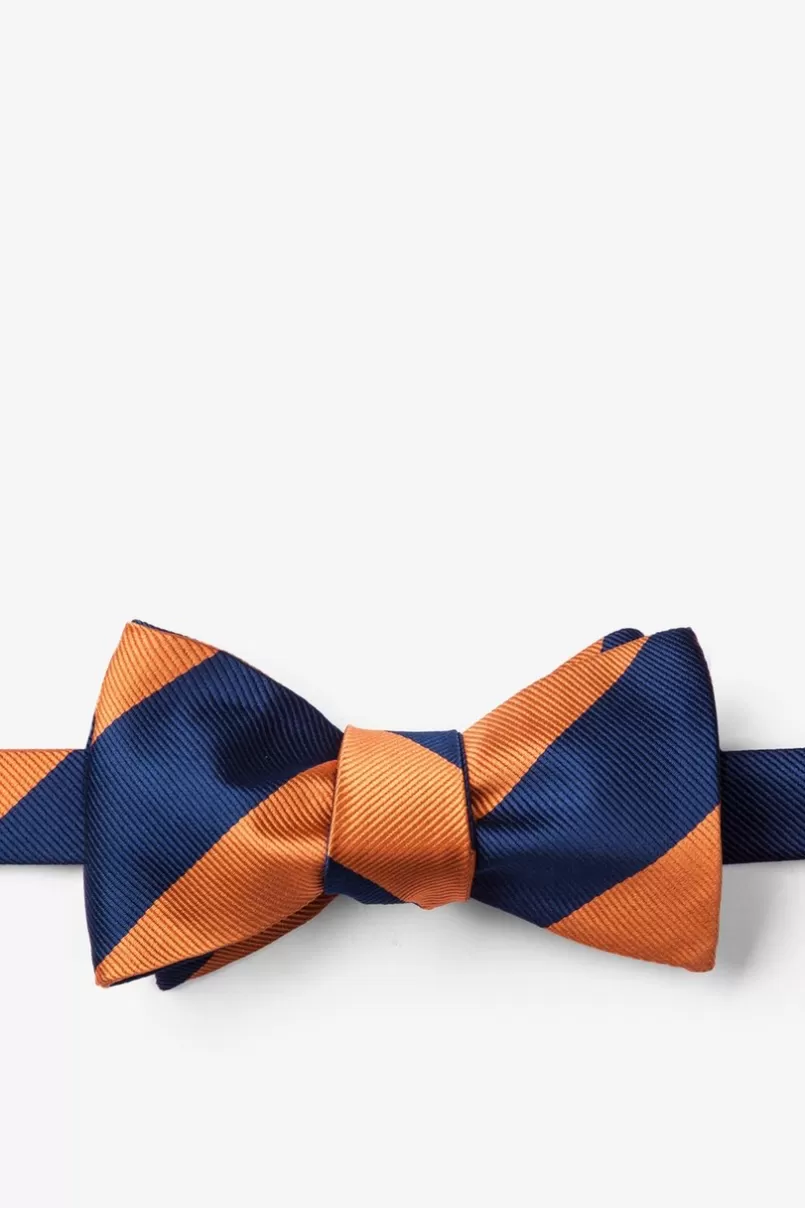 Ties Orange & Navy Stripe Self-Tie Bow Tie Orange&NavyBlue Cheap