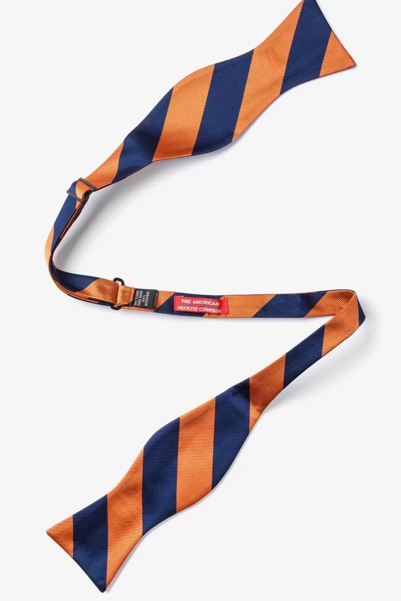 Ties Orange & Navy Stripe Self-Tie Bow Tie Orange&NavyBlue Cheap