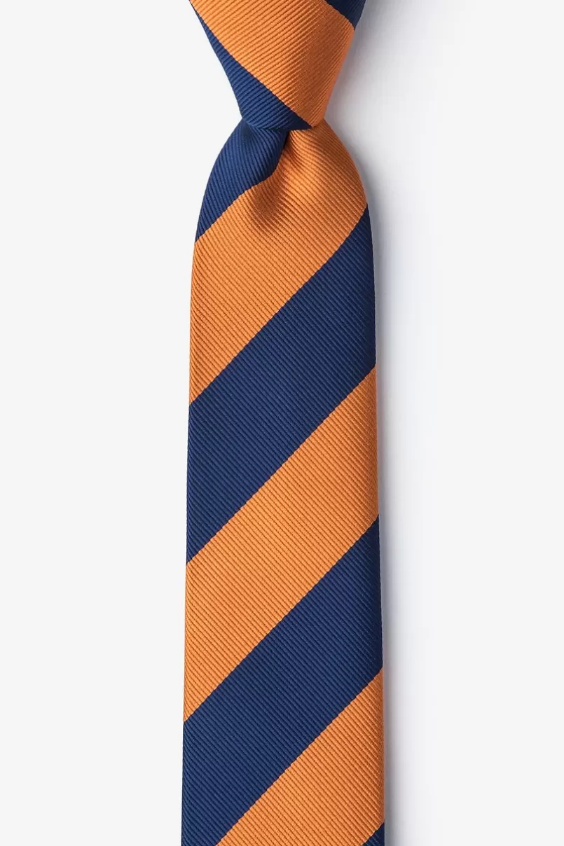 Ties Orange & Navy Stripe Skinny Tie Orange&NavyBlue Hot