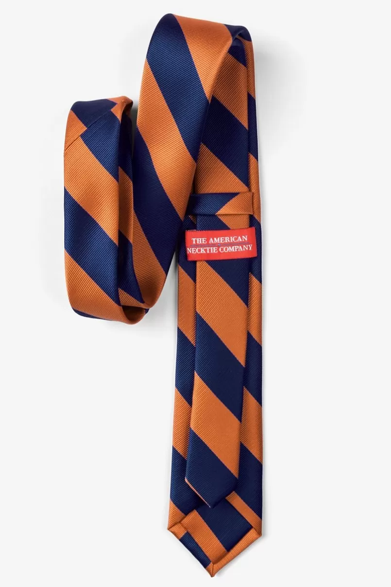Ties Orange & Navy Stripe Skinny Tie Orange&NavyBlue Hot