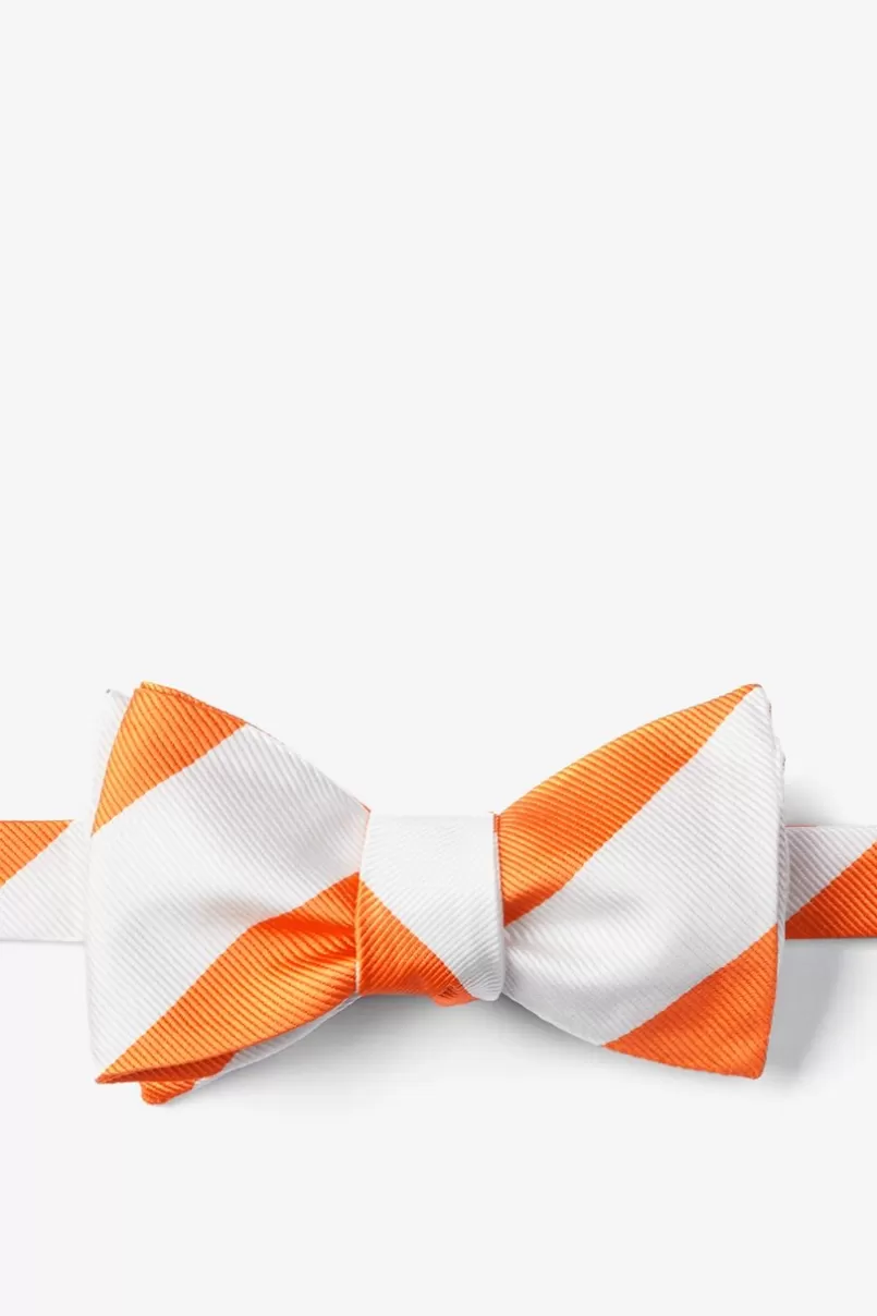 Ties Orange & White Stripe Self-Tie Bow Tie Orange&White Fashion