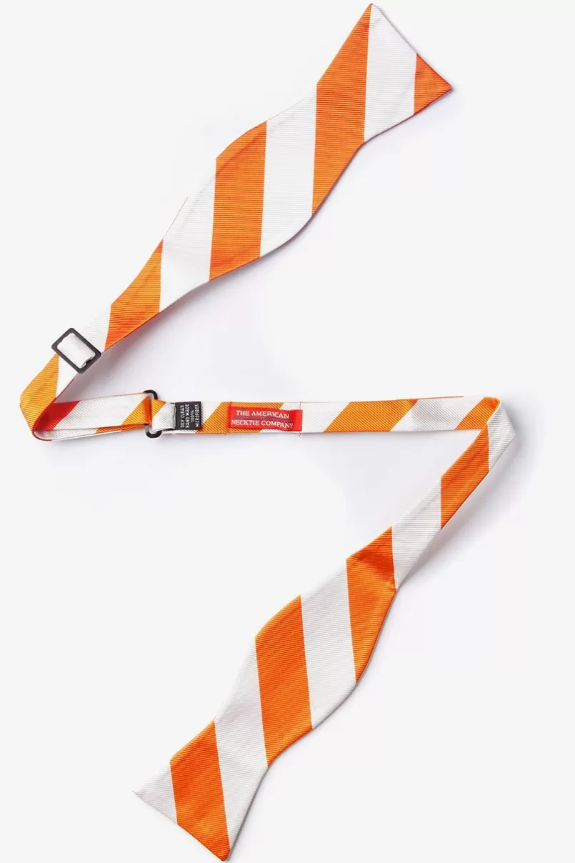 Ties Orange & White Stripe Self-Tie Bow Tie Orange&White Fashion