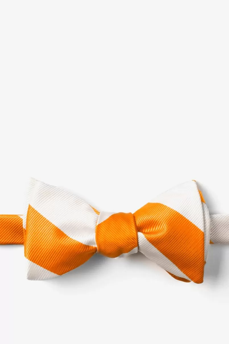 Ties Orange and White Stripe Self-Tie Bow Tie Cheap