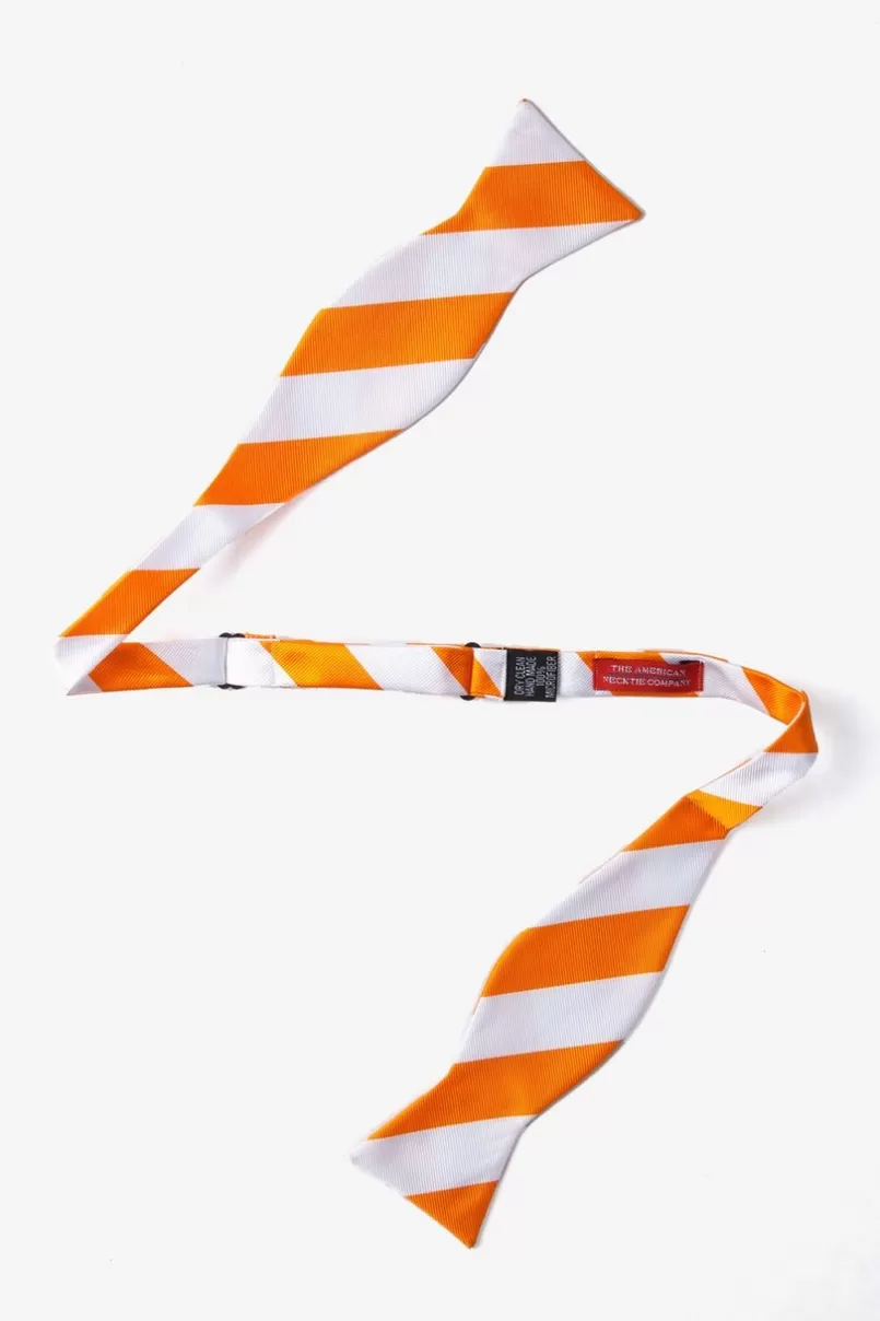 Ties Orange and White Stripe Self-Tie Bow Tie Cheap