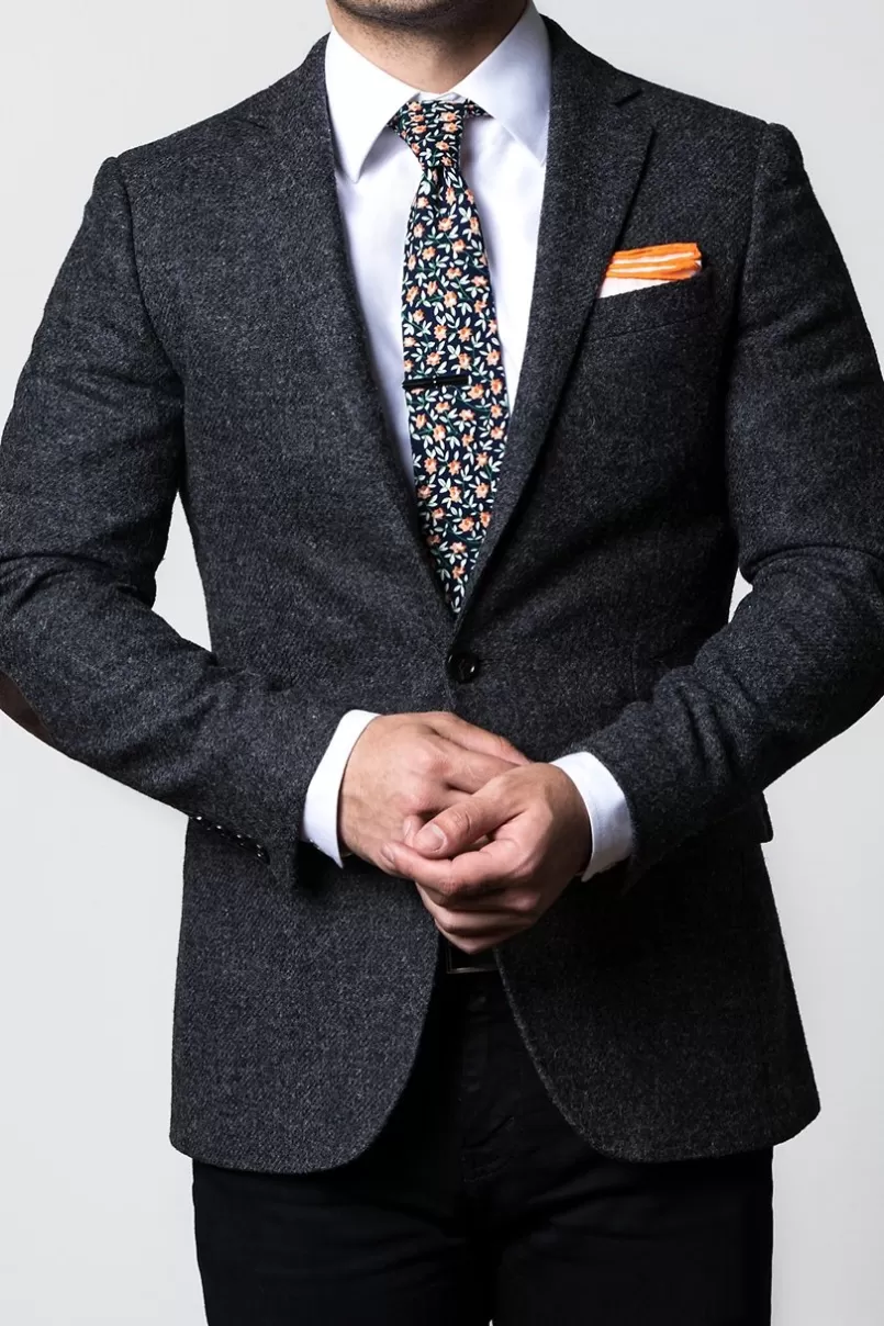 Ties Orange Edged Linen White Pocket Square White&Orange Discount
