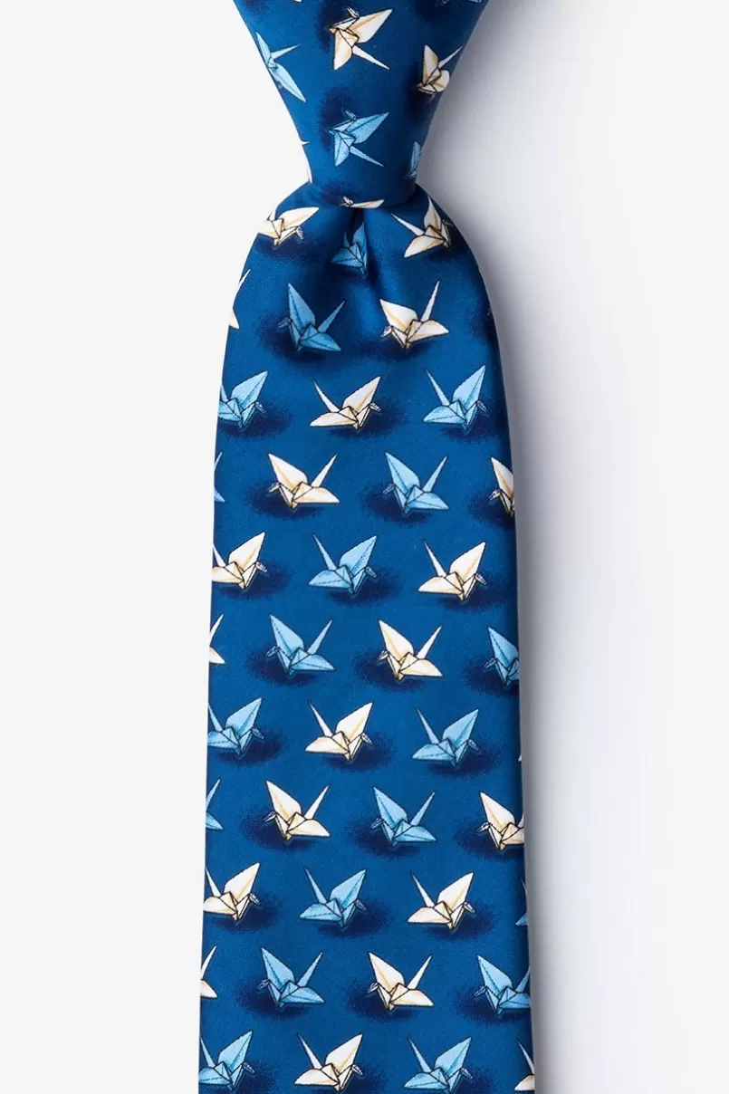 Ties Origami Crane Extra Long Tie Blue Shop