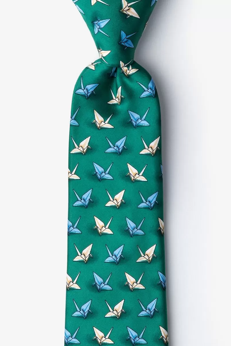 Ties Origami Crane Extra Long Tie Green Fashion