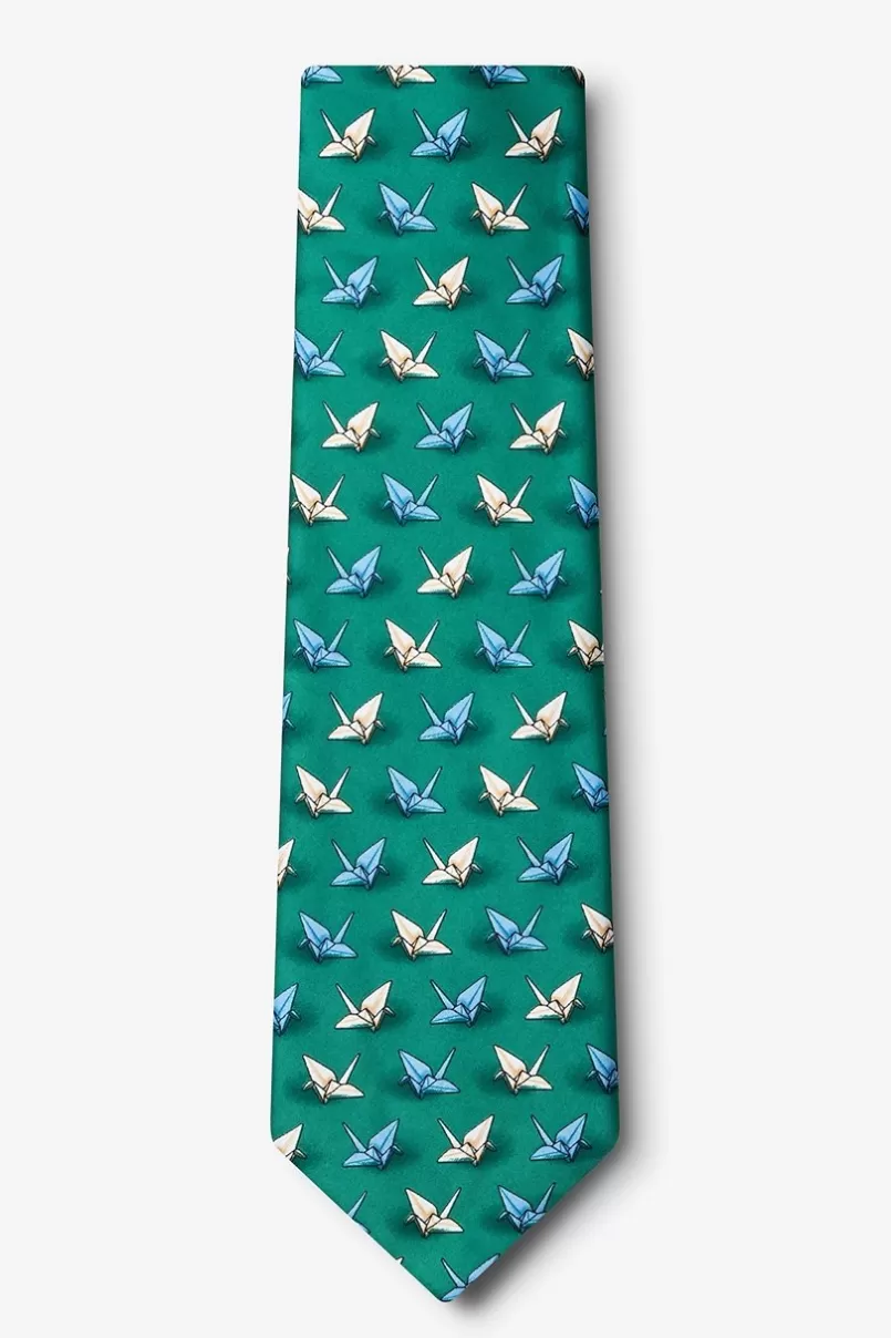 Ties Origami Crane Extra Long Tie Green Fashion