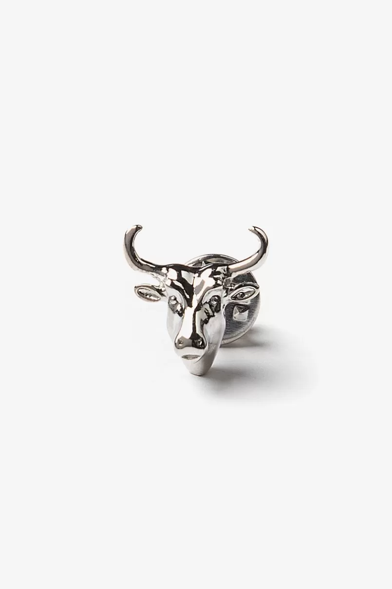 Ties Ox Head Silver Lapel Pin Online