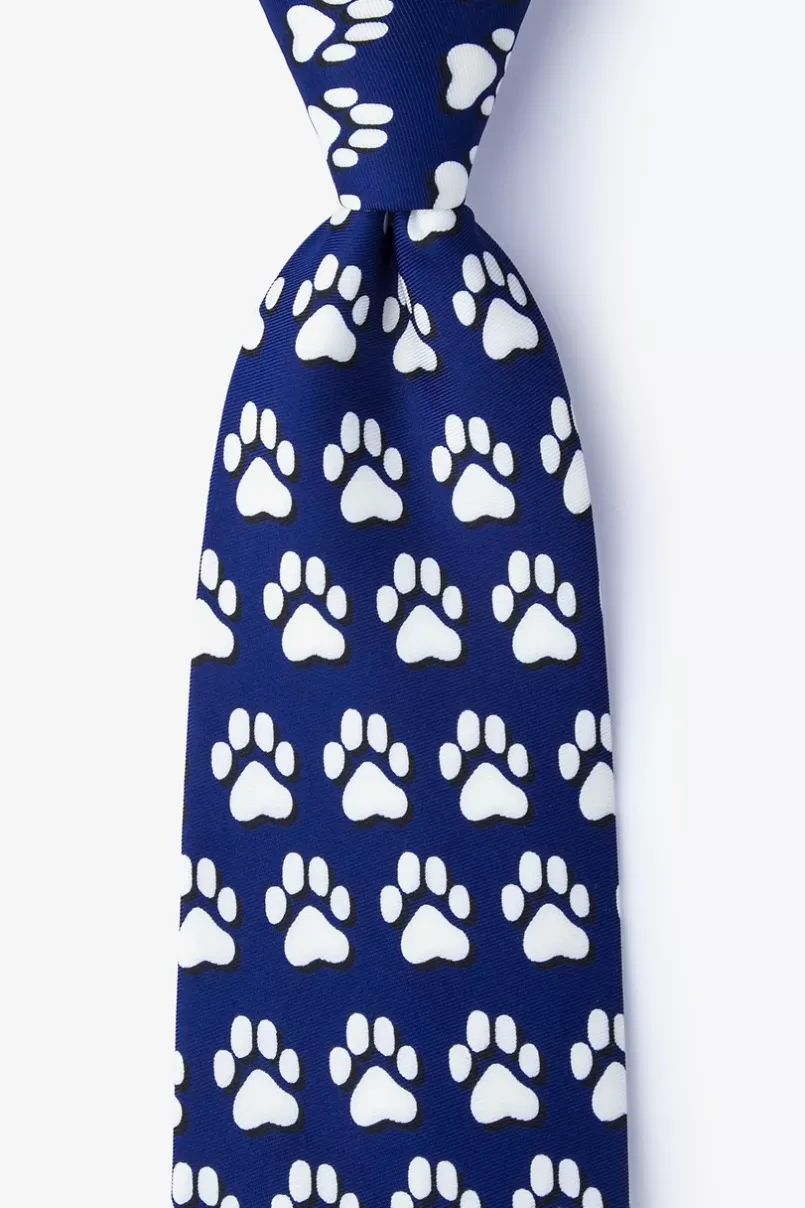 Ties Paw Prints Blue Tie Hot